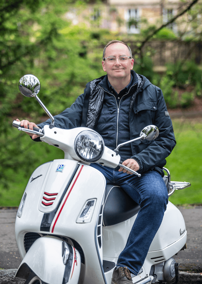 Martin on his scooter